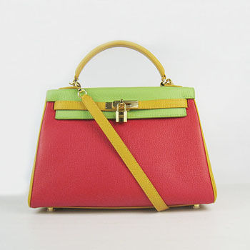 Hermes Kelly 32Cm Togo Red/Green/Yellow Gold